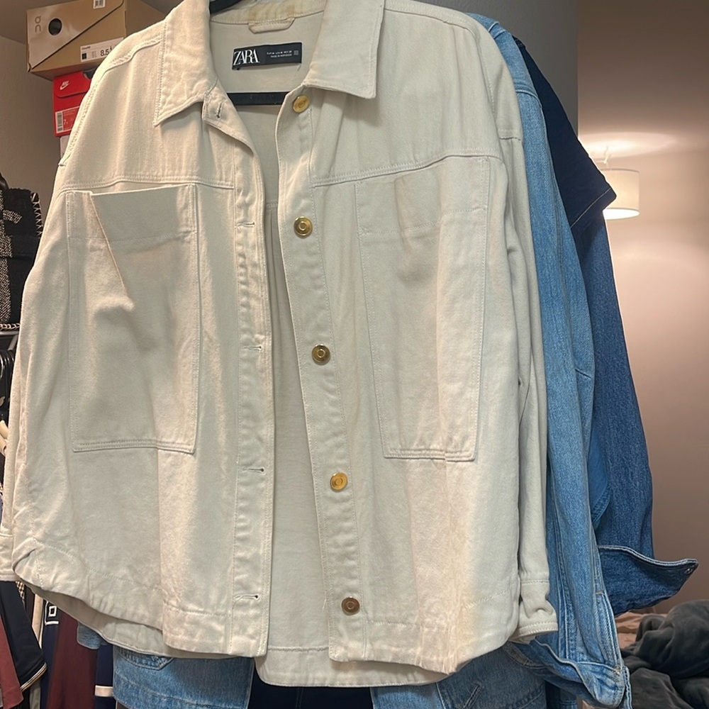 Zara denim button down top